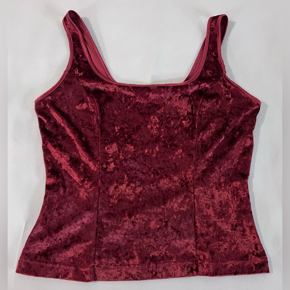 Vintage 90s Red Velvet Tank Cami Top Womens‎ Sz Medium Goth Fairy Grunge Witchy - Picture 4 of 9